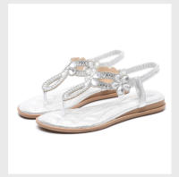 Sandalia Sandalias con Diamantes de Agua Tacón Plano Grande Estilo Hueco Zapatos Cómodos para Mujer Verano - details 1