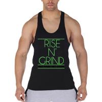 RISE N' GRIND NO PAIN NO GAIN Summer Raceback Gym Tank Tops Mens Cotton Bodybuilding Stringer Singlets Fitness Sleeveless Shirt - details 3