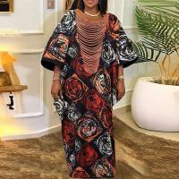 Vestido largo bohemio de talla grande VONDA con estampado floral para mujer, Vestido informal de manga abombada para vacaciones, Vestido elegante sin borlas 2025 - details 3