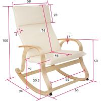 Mecedora Roca de Madera de Abedul 150kg, Silla Mecedora, Oscilante, Sillón Ergonómico para Balanceo (Beige) - details 6