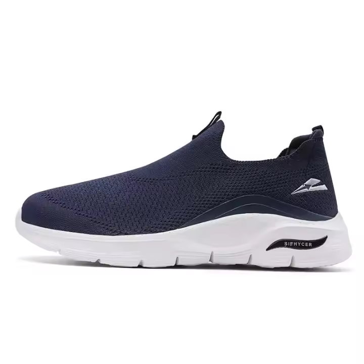 Nuevos zapatos informales antideslizantes de punto de malla deportiva negra para hombre famosos de marca unisex talla 46 - 1