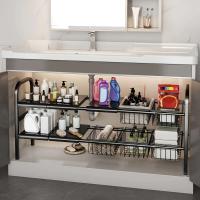1 Juego de organizadores multiusos para cocina debajo del fregadero del baño-estante de almacenamiento organizador de estante de gabinete expandible - details 0
