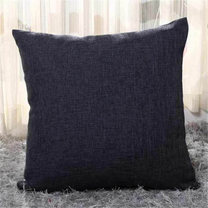 Bonenjoy Funda de cojín de lino grueso, cubierta de almohada de Color sólido para sofá/coche/oficina, decoración del hogar, 45x45/55x55, 1 unidad - 1
