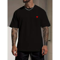 Camiseta de Hombre 100% Algodón Estampado Gráfico de Corazón Manga Corta Cuello Redondo - details 3