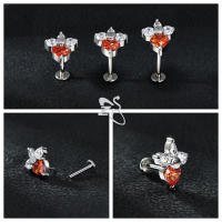 ZS 1 pieza de Piercing de labio Labret de acero inoxidable sin rosca, anillo de labios de cristal CZ, pendiente de Piercing de cartílago hélice Tragus de 16G, 6/8/10MM - details 13