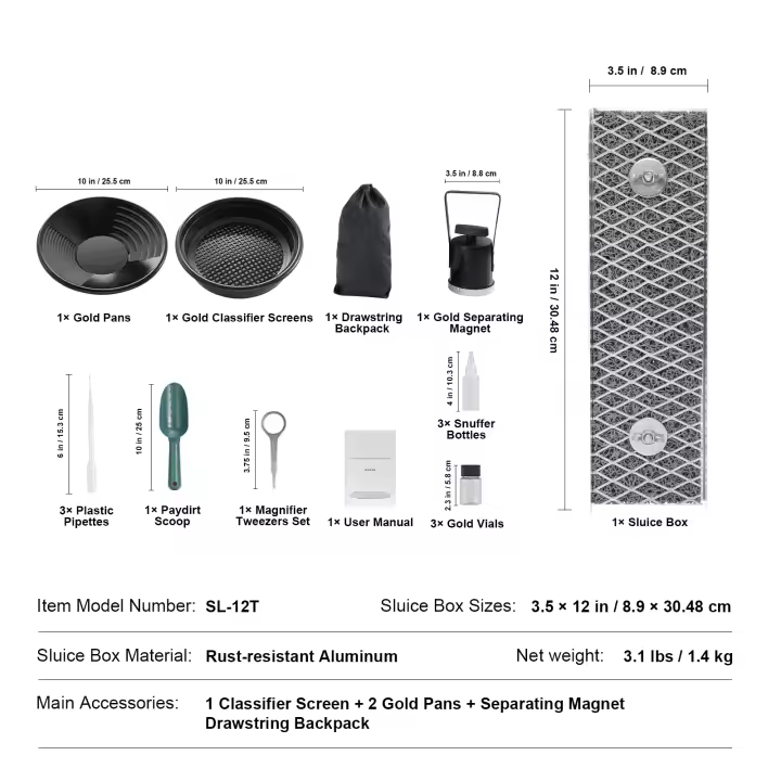 SucceBuy-caja de depósito completa, Kit de lavado de oro, equipo de minería de oro de aleación de aluminio, Kit de prospección de oro - 1