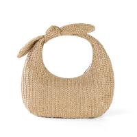 Bolso de mano para mujeres2025Nueva Bolsa de Mano de Paja con Lazo para Vacaciones de Verano, Clutch en Forma de Media Luna, Portátil Transfronterizo - details 0