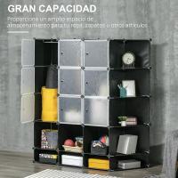 Armario Modular de Plástico Portátil 16 Cubos, 2 Barras Organizadoras para Zapatos, Ropa, Juguetes - details 3