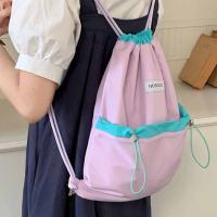 Mochilas con cordón de estilo coreano, diseño de nicho de Color en contraste, bolso de nailon suave ligero, bolso de hombro de gran capacidad de Color sólido - details 22