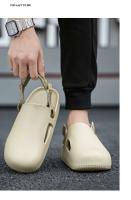 Birken verano Casual ropa exterior sandalias nueva moda talla grande media cerda perezoso suela gruesa zapatillas de hombre botón - details 13