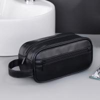 Bolsa de lavado de cuero portátil con múltiples bolsillos para hombre, bolsa con cierre, bolsa de almacenamiento de cosméticos de mano, bolsa de maquillaje impermeable de gran capacidad para hombre - details 4
