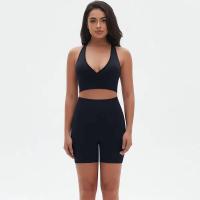 Conjunto deportivo Top deportivo transpirable, secado rápido, cuello en V, tejido de nailon - details 2