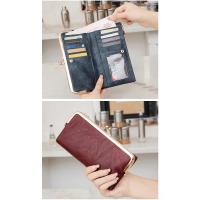 Cartera Larga Multifuncional De Colores Sólidos, Monedero De Mano Vintage, Tarjetero Con Cremallera Para Mujer - details 9