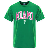 Camiseta holgada informal con letras para hombre, ropa de algodón con estampado de dibujos animados, cuello redondo, Miami Seaside City - details 13