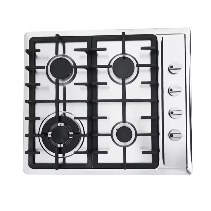 Estufa superior de Gas de 4 quemadores, encimera de Gas de acero inoxidable de 23 pulgadas, cocina de Gas integrada, cocina de Gas Natural, Placa plateada para Cocina - 1