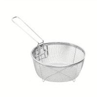 Cesta para freír profunda de acero inoxidable con mango largo, colador multifuncional para freidora, fácil de limpiar, cesta desmontable para freidora, cocina - details 0