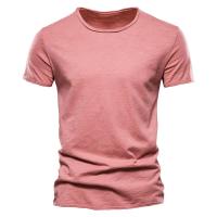 Camiseta de Color sólido de alta calidad para hombre, camisetas informales con cuello redondo, novedad de verano, Camiseta clásica 100% de algodón para hombre - details 6