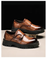 Nuevos zapatos de cuero, zapatos casuales de plataforma para hombre, zapatos de cuero con hebilla de moda. - details 2