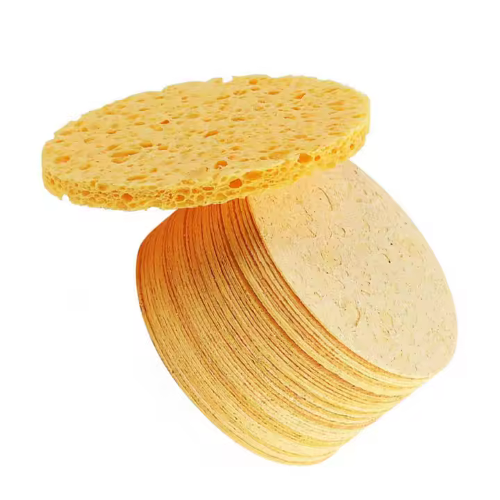 Spa de esponjas comprimidas naturales, esponja facial de forma redonda para eliminar la piel muerta - 1