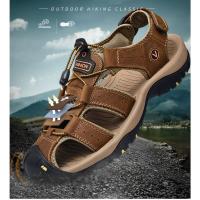 Sandalias deportivas de verano para hombre, sandalias para senderismo al aire libre, punta cerrada, cuero genuino, sandalias informales para caminar, zapatos de agua - details 3