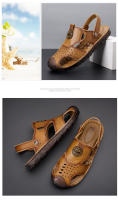 Sandalias de Hombre de Cuero de Vaca Zapatos de Playa Antideslizantes para el Verano - details 12