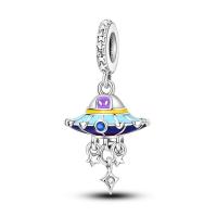 Cuentas de platillo volador alienígena azul para joyería: pulsera de plata con piedra principal de circón - details 0