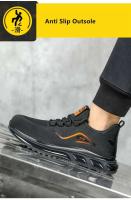 Botas altas para hombre, zapatos de seguridad de cuero para trabajo con punta de acero y antiperforación, zapatos impermeables - details 10