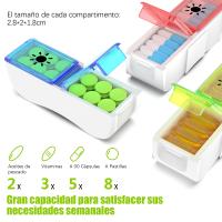 Pastillero-2 Tomas semanales en Español, Pequeño Organizador de Medicamentos, 7 días diarios con 14 Compartimentos, Multicolor - details 0