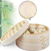 Dimsum-cesta de bambú con tapa para cocina, juego de utensilios de cocina, jaula, vaporera - details 5