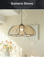 TOMAXIN-Lámpara de techo de pétalos Retro, bombilla LED E27 de tres colores, para comedor, sala de estar, dormitorio, salón de té - details 3