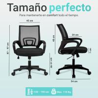 Silla de Escritorio Ergonómica Oficina con Soporte Lumbar, Estructura de Plástico, Transpirable, Ruedas Giratorias 360° Soporte hasta 120kg - details 1