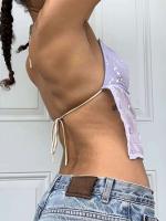 Camiseta corta sin espalda camisola delgada de malla transparente Y2K, camiseta sin mangas para exteriores, ropa de calle - details 2