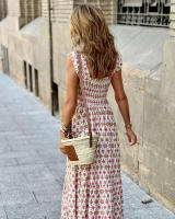 Vestido estampado de alta gama, estilo puro lujuria, falda con tirantes florales retro - details 4