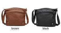 Bolso de Hombro de Cuero PU Suave para Mujer Estilo Retro Bolso Bandolera de Doble Cremallera Gran Capacidad Bolso Diario - details 1