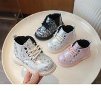 Kids Ankle Boots Fashion Versatile Girls' Patent Leather Short Boots with Love Sequins Children Princess Boots with Side Zipper - details 3