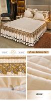 Colcha cálida de felpa dorada para invierno, fundas de almohada de lujo con juego de cama, falda de cama engrosada, algodón bordado - details 10