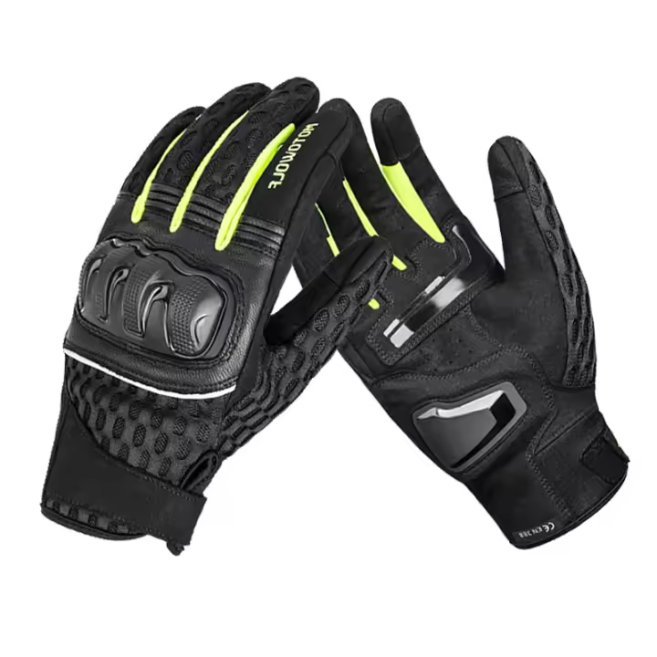 Guantes de cuero para motocicleta para hombre, manoplas transpirables anticaída para todas las estaciones - 1