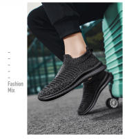 Zapatos para correr para hombre, zapatillas de deporte con calcetines tejidos, zapatos planos sin cordones para primavera y verano, mocasines de talla grande para hombre, zapatos planos deportivos de tenis - details 15