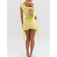 Conjunto de dos piezas informal de moda para mujer, gran venta 2024, falda corta ajustada fruncida sexy con parches de malla - details 6