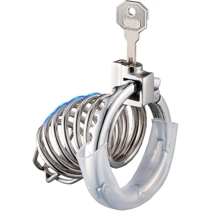 Jaula de castidad de metal con anillos ajustables, cinturón de castidad de ventilación para hombres CB Bondage Cock Cage juguete sexual para parejas, entrenamiento de esclavo de pene masculino - 1