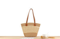Bolso de mano de gran capacidad a rayas Bolso tejido a mano con textura premium Bolso de hombro versátil de vacaciones - details 9