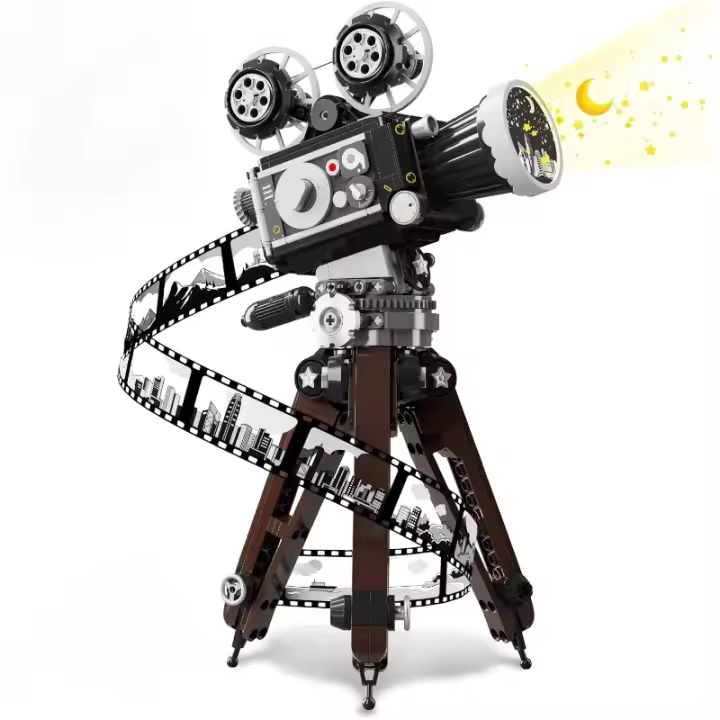 Juego de construcción de cámara de homenaje retro para adultos, modelo de exhibición de colección de cámara de Arte de película creativa, juguete de construcción, regalo para niños y niñas (655 piezas) - 1
