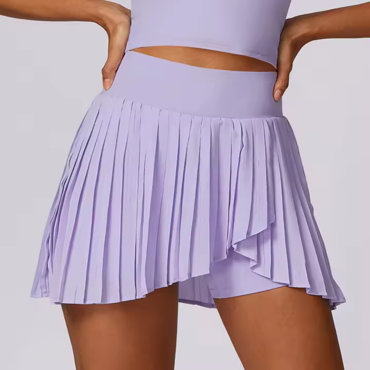 Moda chica gimnasio correr falda plisada falda de tenis de Golf con bolsillo mujeres deportes cintura alta falda de Yoga pantalones cortos faldas deportivas - 1