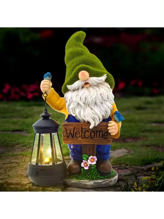 Decoración Solar suave y luminosa, adorno creativo para el hogar, decoración de jardín, artesanía de resina de elfo Retro, novedad - 1