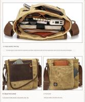 Bolso cruzado de viaje antirrobo para hombre y mujer, bandolera de cuero de estilo Vintage, de lona encerada, impermeable - details 5