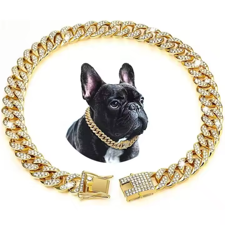 perro oro lujo, estrangulación eslabones cadena cubana perros pequeños, medianos y grandes, Collar para mascotas, joyería, - 1