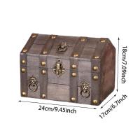 Caja de tesoro pirata de madera maciza, diseño vintage hecho a mano para mujeres, caja de recuerdos, caja de alineación decorativa de ca. - details 5