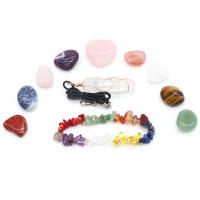 Pulsera de piedra triturada colorida Natural de 7 Chakras, colgante de punto de cuarzo transparente, piedras preciosas Reiki, conjunto de cristales curativos, regalos de Adorno - details 6
