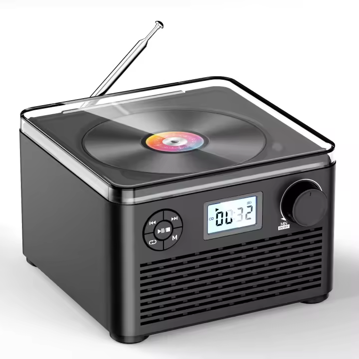 Reproductor de CD portátil con altavoces duales, reproductor de CD recargable Bluetooth,Boombox reproductor de CD con Radio FM, reproduce CD/disco MP3/USB/TF, Conector de auriculares, cargador incluido - 1