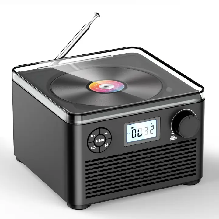 Reproductor de CD portátil con altavoces duales, reproductor de CD recargable Bluetooth,Boombox reproductor de CD con Radio FM, reproduce CD/disco MP3/USB/TF, Conector de auriculares, cargador incluido - 1